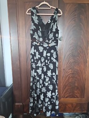 Roxy Black Maxi Dress with White Floral Print